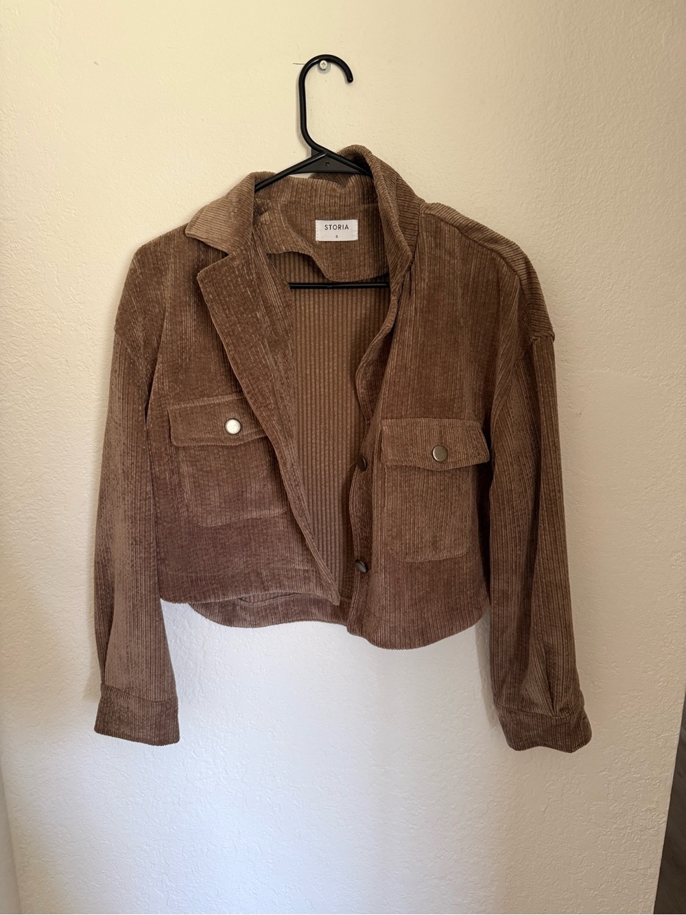 Storia Cropped Corduroy Jacket in Brown